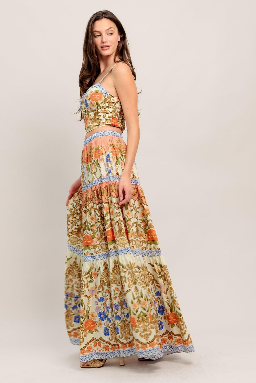 SWEET MEADOW MEMORIES WOVEN TOP AND SKIRT SET Flying Tomato