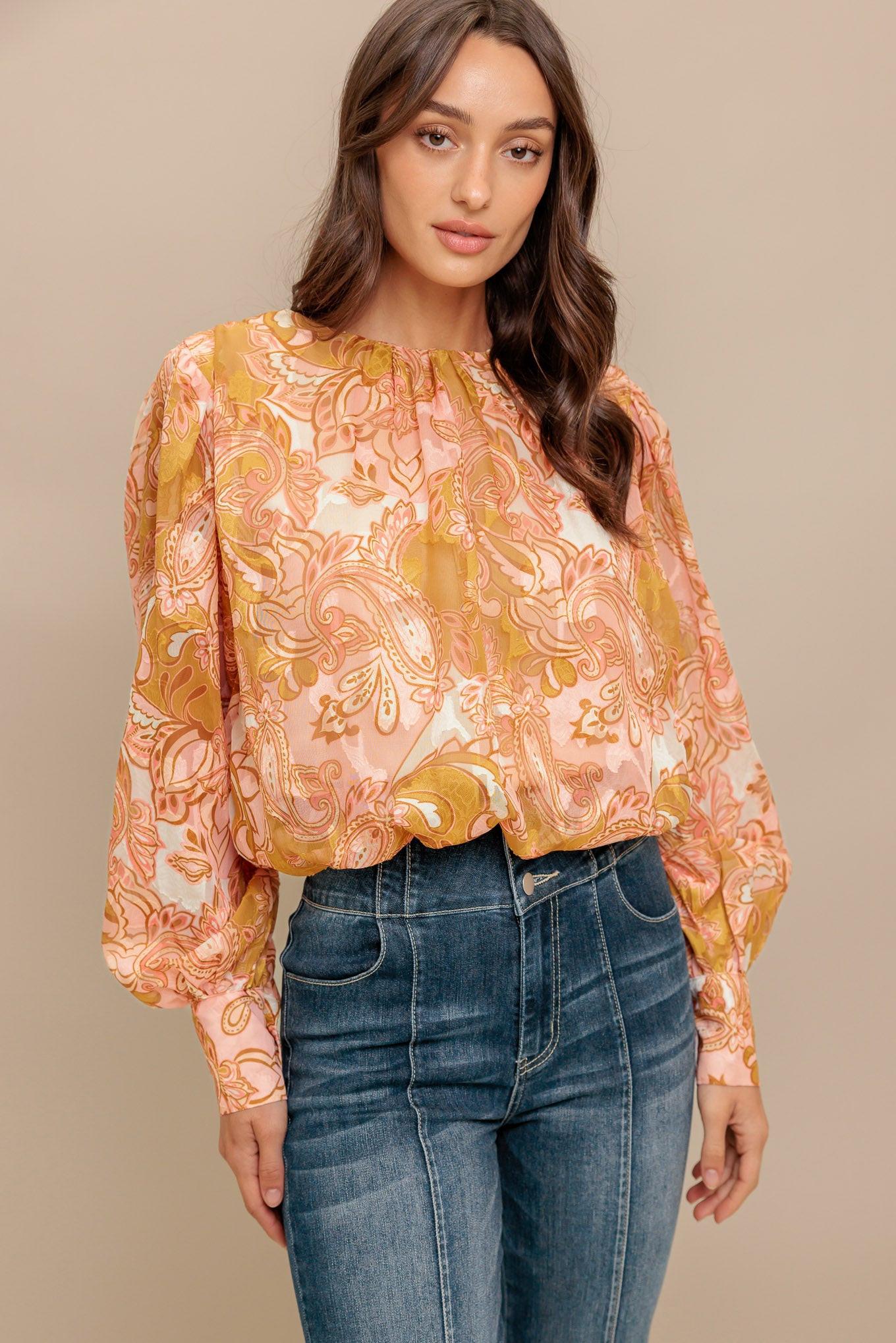 PAISLEY BREEZE  WOVEN JACQUARD TOP Flying Tomato