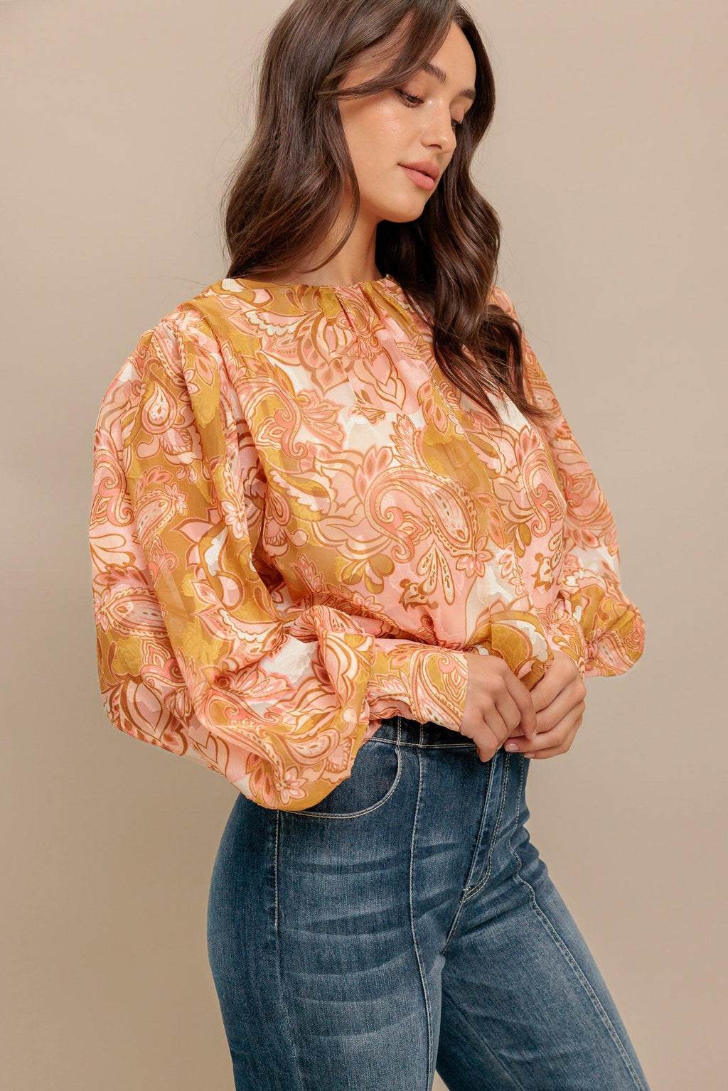 PAISLEY BREEZE  WOVEN JACQUARD TOP Flying Tomato