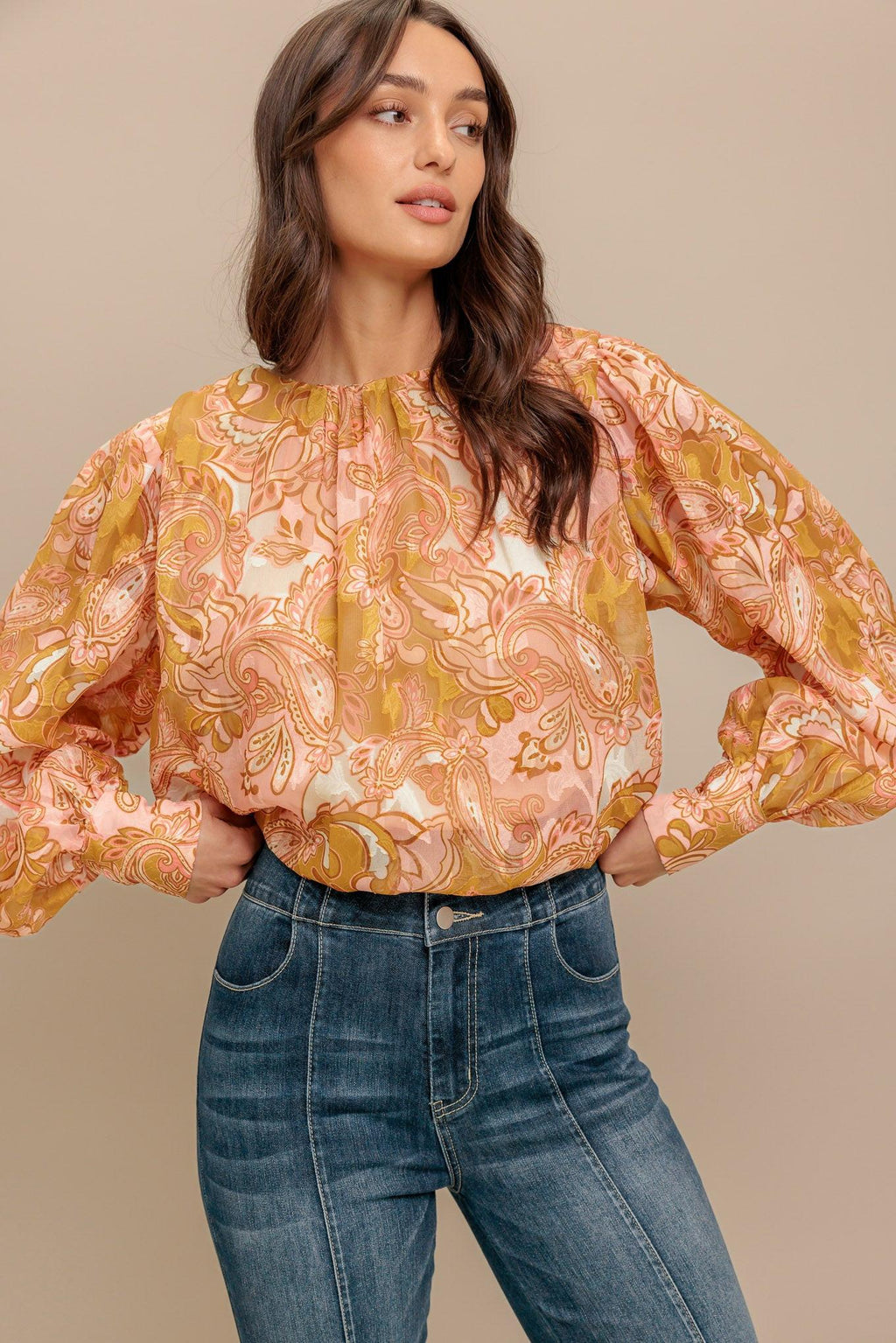 PAISLEY BREEZE  WOVEN JACQUARD TOP Flying Tomato