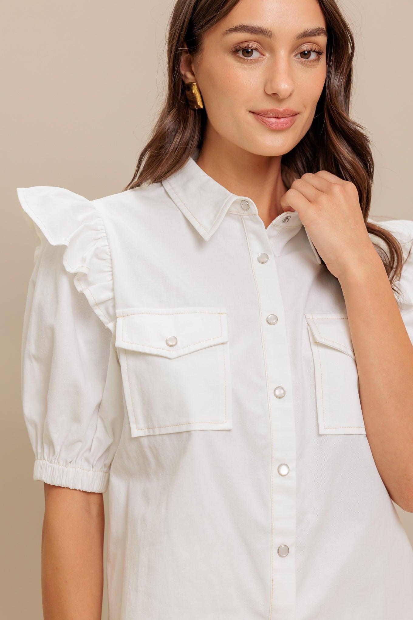 MUSE DETAIL WOVEN TOP Flying Tomato
