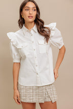 MUSE DETAIL WOVEN TOP Flying Tomato