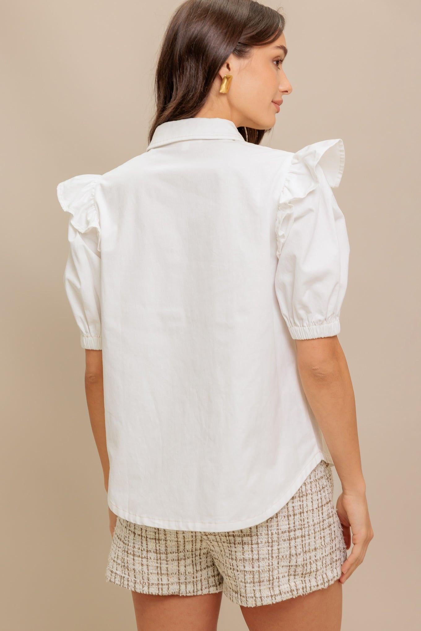 MUSE DETAIL WOVEN TOP Flying Tomato