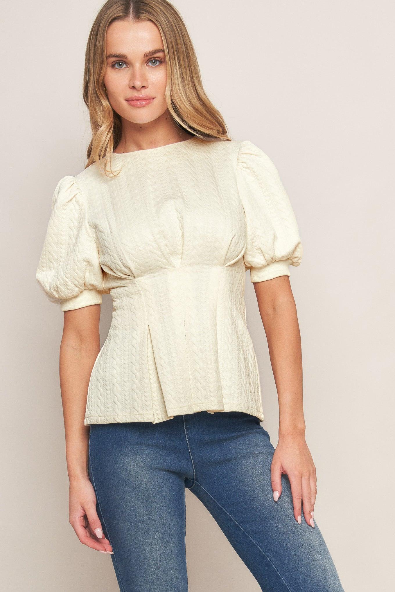 CREAM TWIST WOVEN TOP Flying Tomato