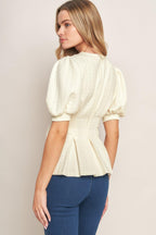 CREAM TWIST WOVEN TOP Flying Tomato