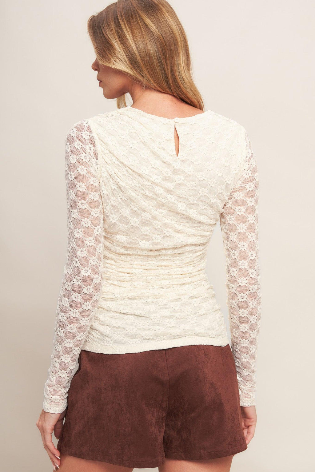 MODERN FUNCTION STRETCH KNIT LACE TOP Flying Tomato