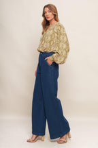 RETRO CHIC TAUPE WOVEN TOP Flying Tomato