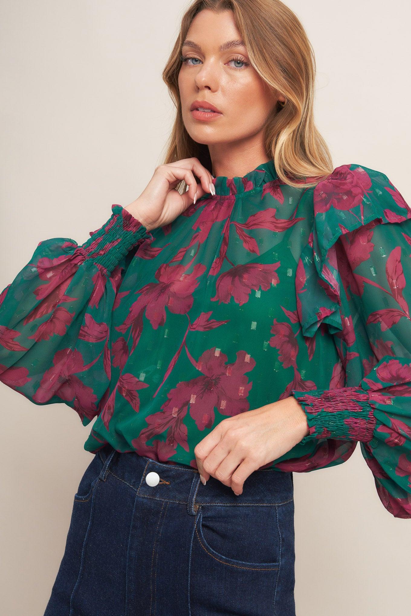 POETIC GARDEN WOVEN TOP Flying Tomato