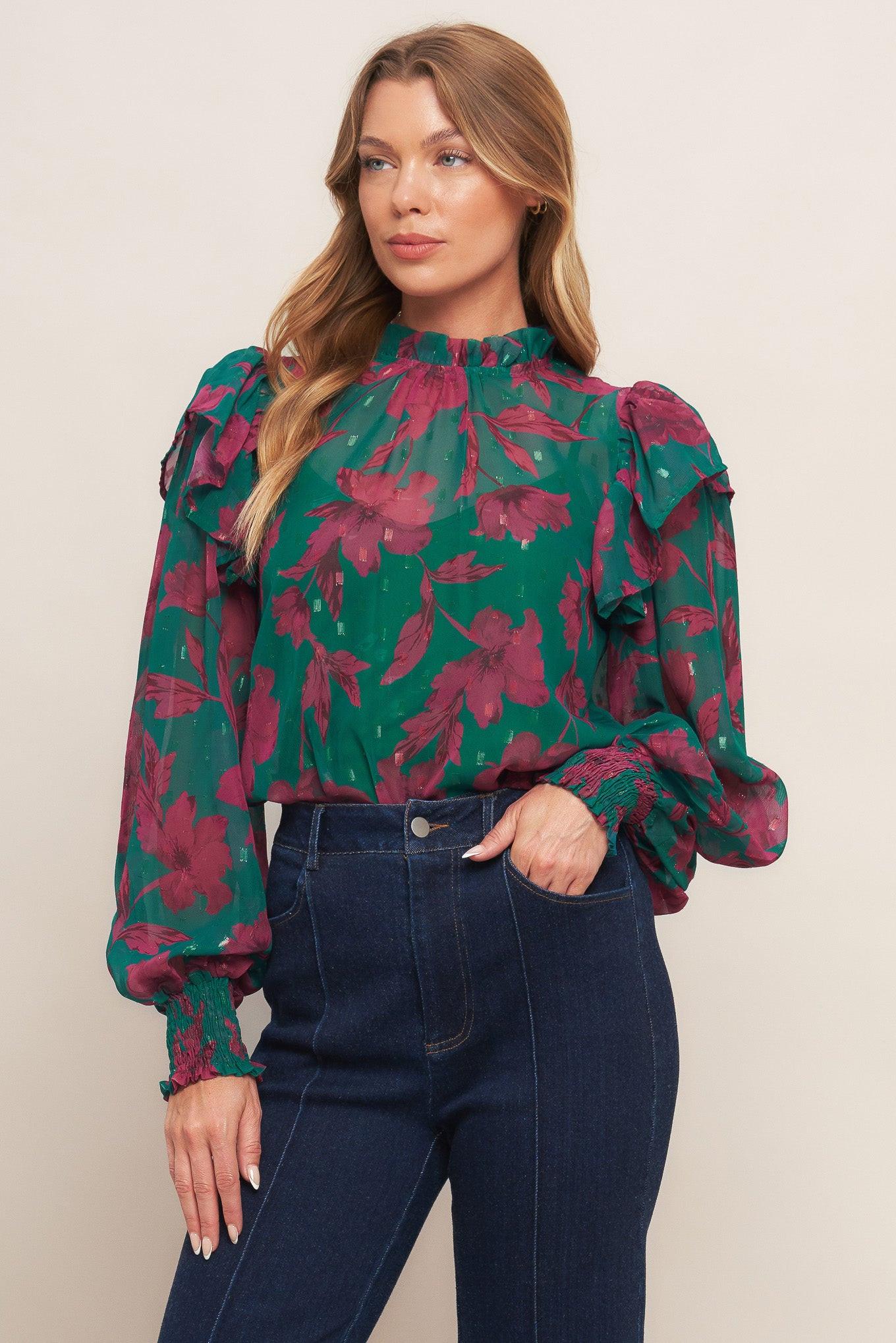 POETIC GARDEN WOVEN TOP Flying Tomato