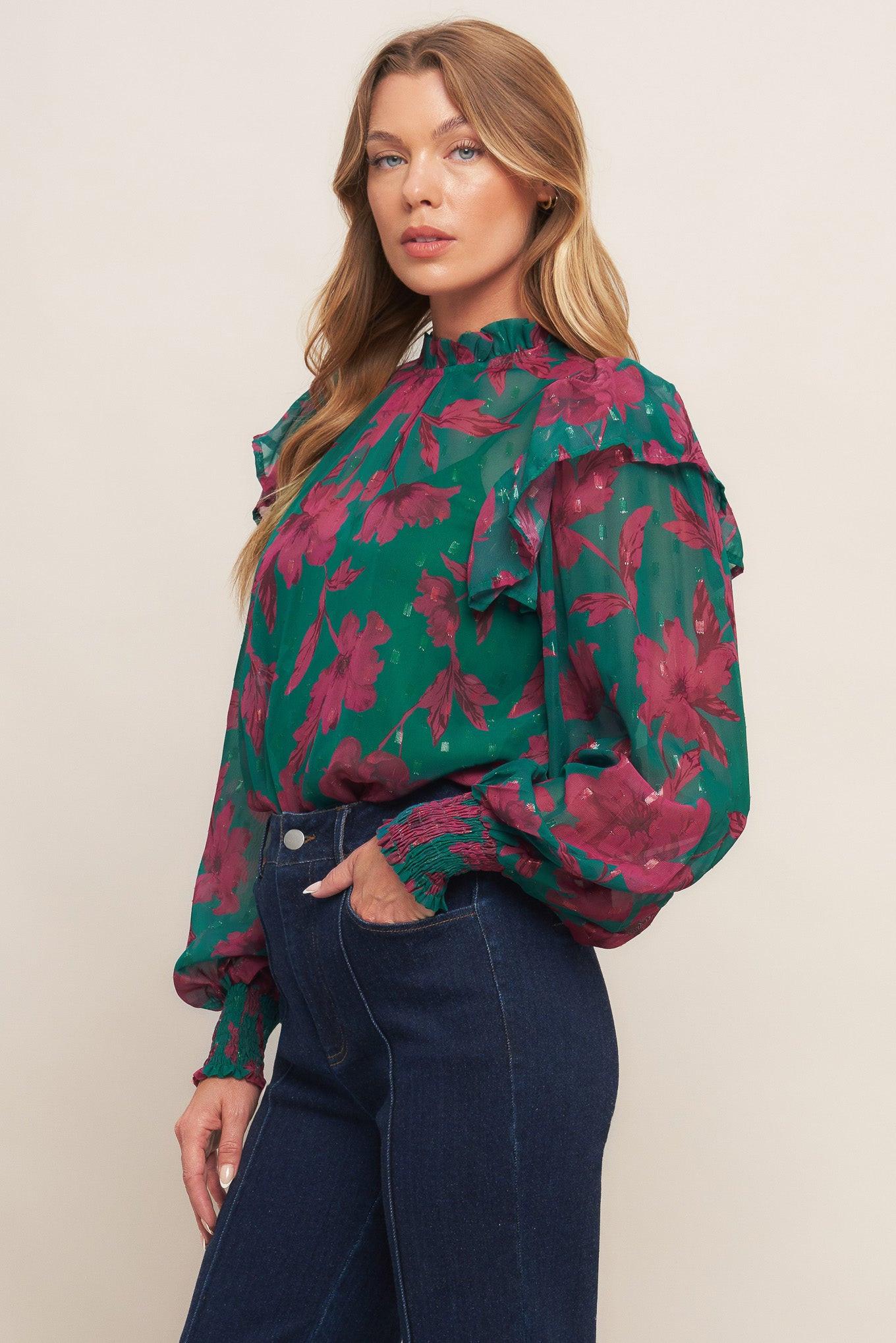 POETIC GARDEN WOVEN TOP Flying Tomato