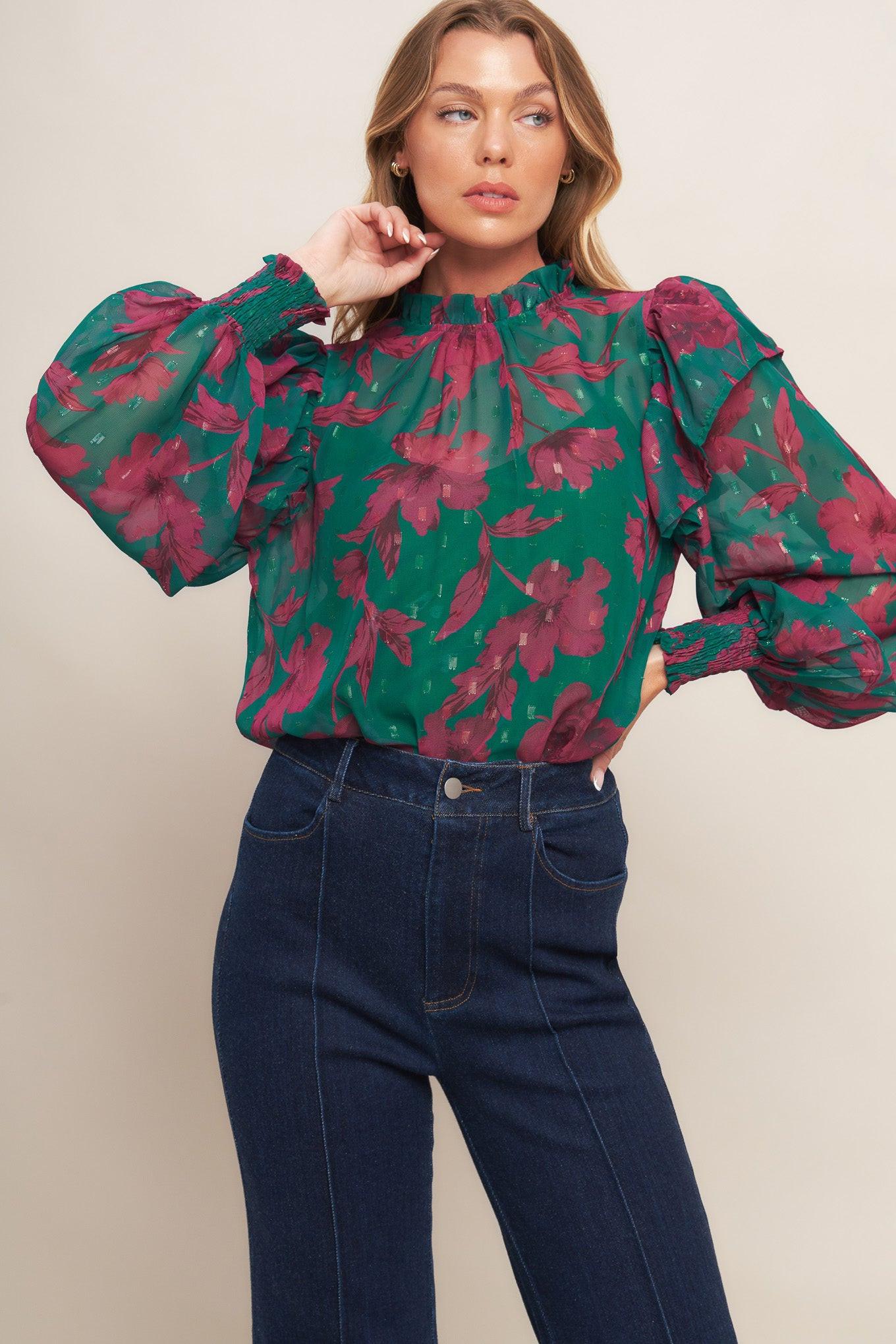 POETIC GARDEN WOVEN TOP Flying Tomato