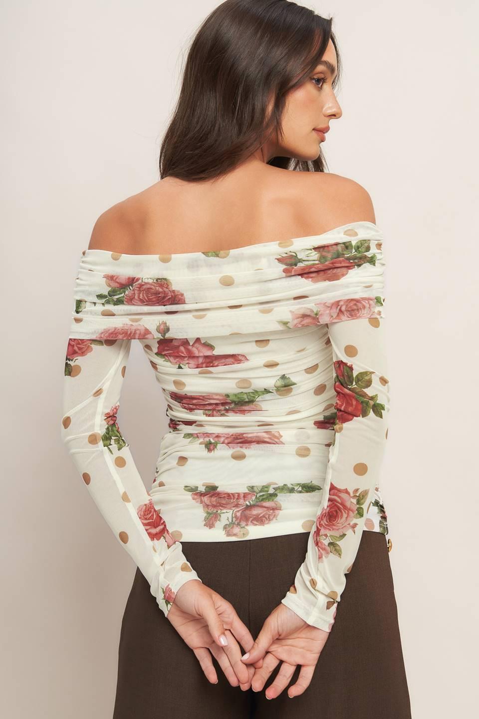 CREAM & BLOOM DELIGHT POWER MESH TOP Flying Tomato