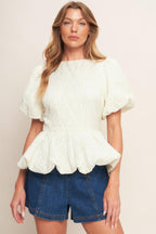VANILLA SCALLOP WOVEN TOP Flying Tomato