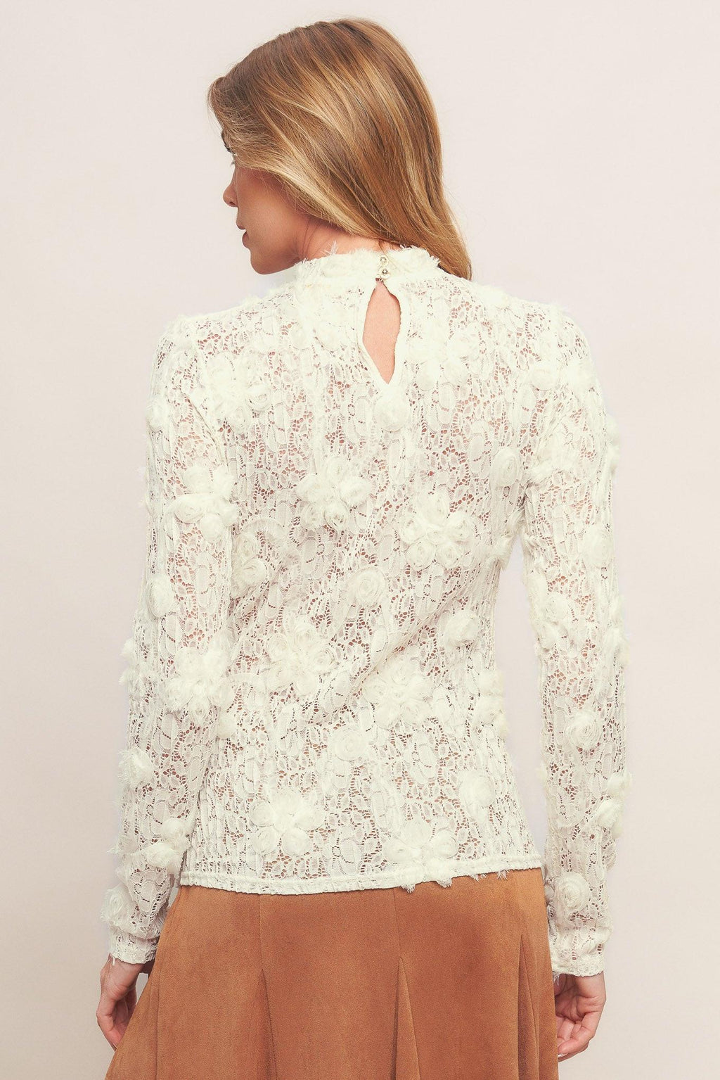 ROMANTIC SHEER FLORAL SWEATER TOP Flying Tomato