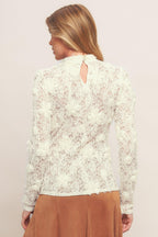 ROMANTIC SHEER FLORAL SWEATER TOP Flying Tomato