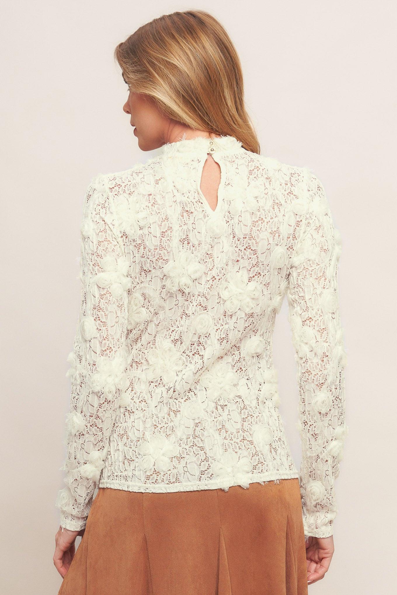ROMANTIC SHEER FLORAL SWEATER TOP Flying Tomato