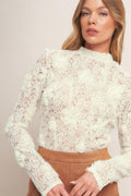 ROMANTIC SHEER FLORAL SWEATER TOP Flying Tomato