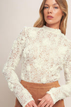 ROMANTIC SHEER FLORAL SWEATER TOP Flying Tomato