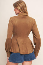 REFINED IMPRESSION FAUX SUEDE TOP Flying Tomato