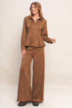 REFINED IMPRESSION FAUX SUEDE TOP Flying Tomato