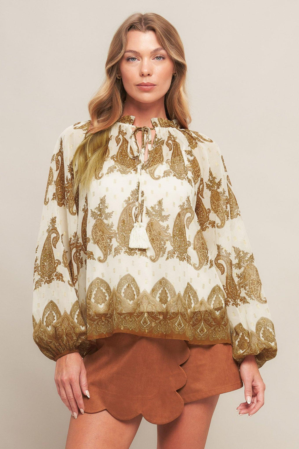 MOROCCAN SPICE IVORY WOVEN TOP Flying Tomato
