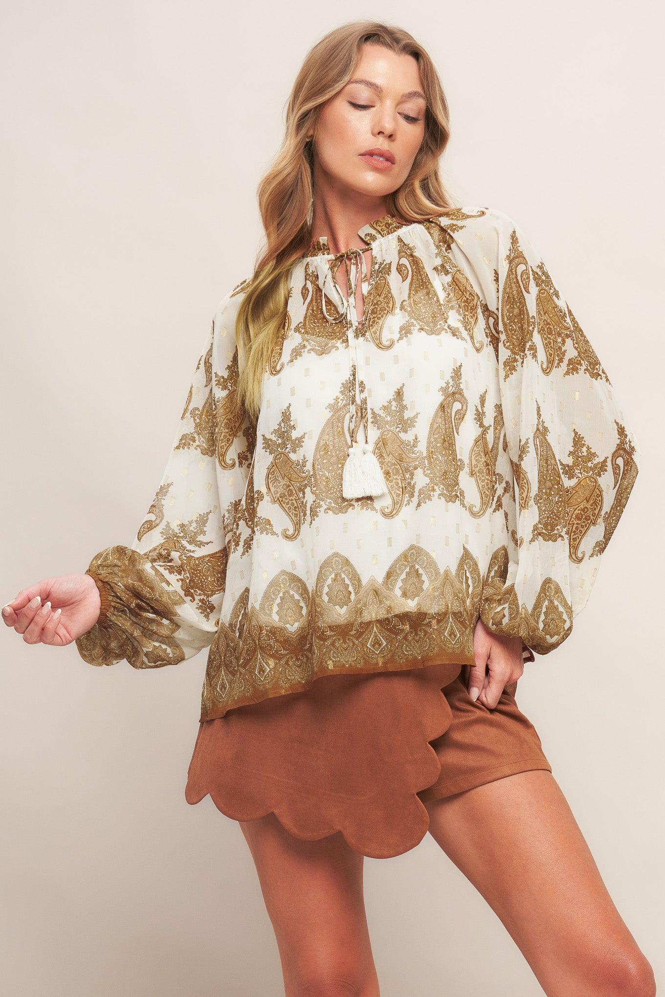 MOROCCAN SPICE IVORY WOVEN TOP Flying Tomato