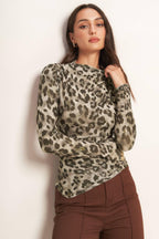 LUXE TRACE TAUPE BLACK WOVEN TOP Flying Tomato