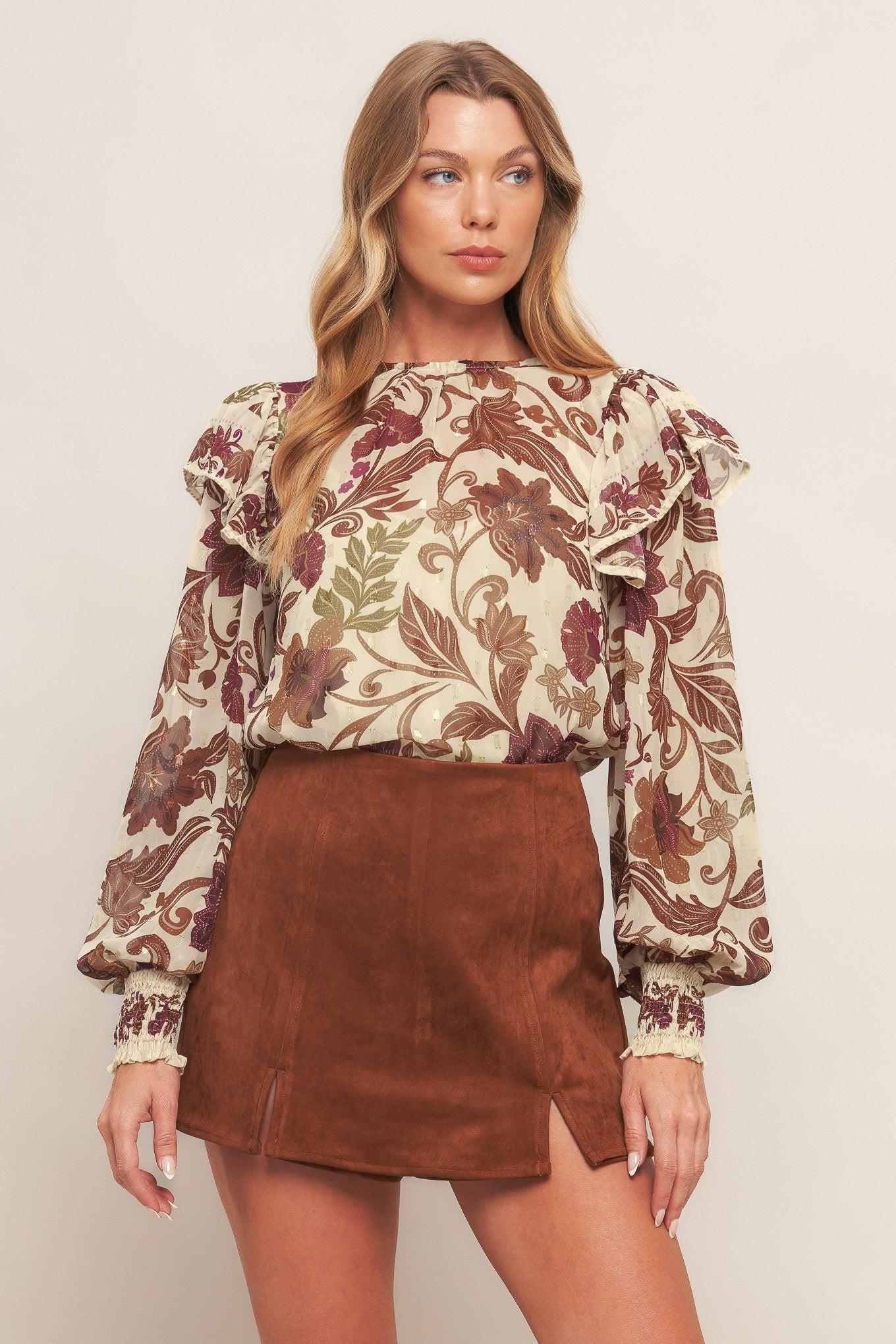 WILD BOTANICA IVORY WOVEN TOP Flying Tomato