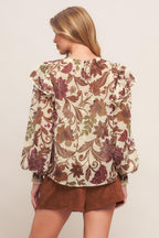 WILD BOTANICA IVORY WOVEN TOP Flying Tomato