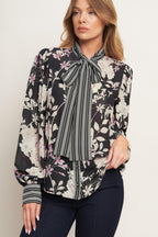 GARDEN GLAM BLACK WOVEN TOP Flying Tomato