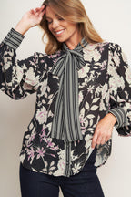 GARDEN GLAM BLACK WOVEN TOP Flying Tomato