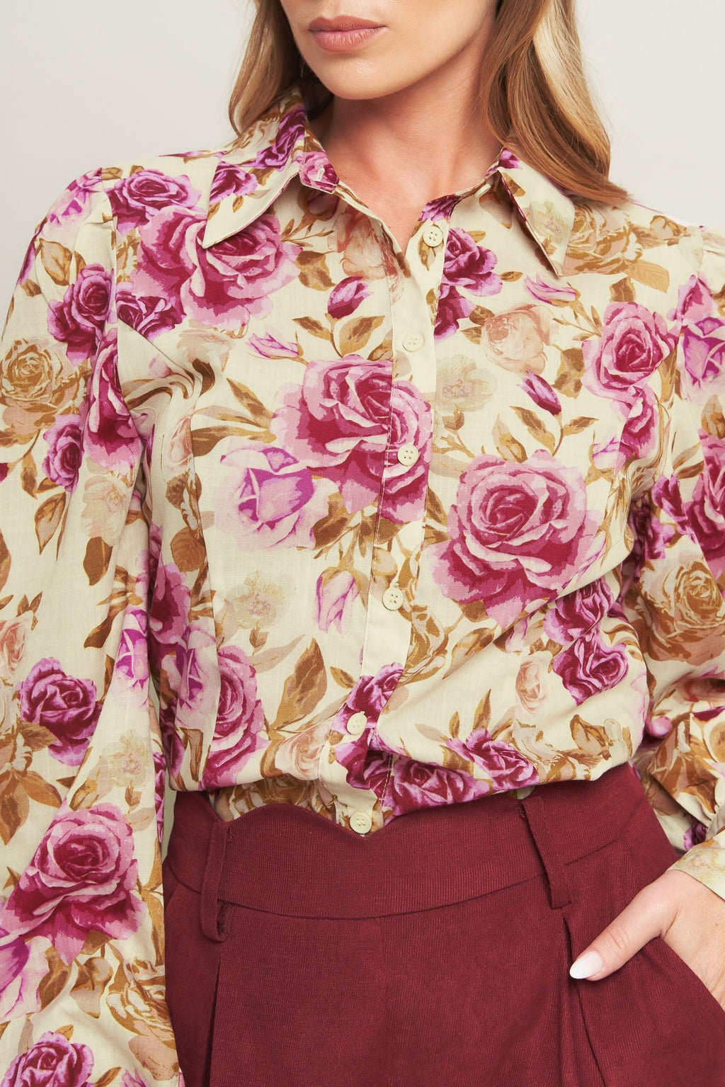 PARISIAN ROSE DREAM WOVEN TOP Flying Tomato