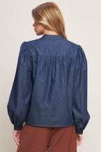 STITCH STORY LIGHTWEIGHT DENIM TOP Flying Tomato