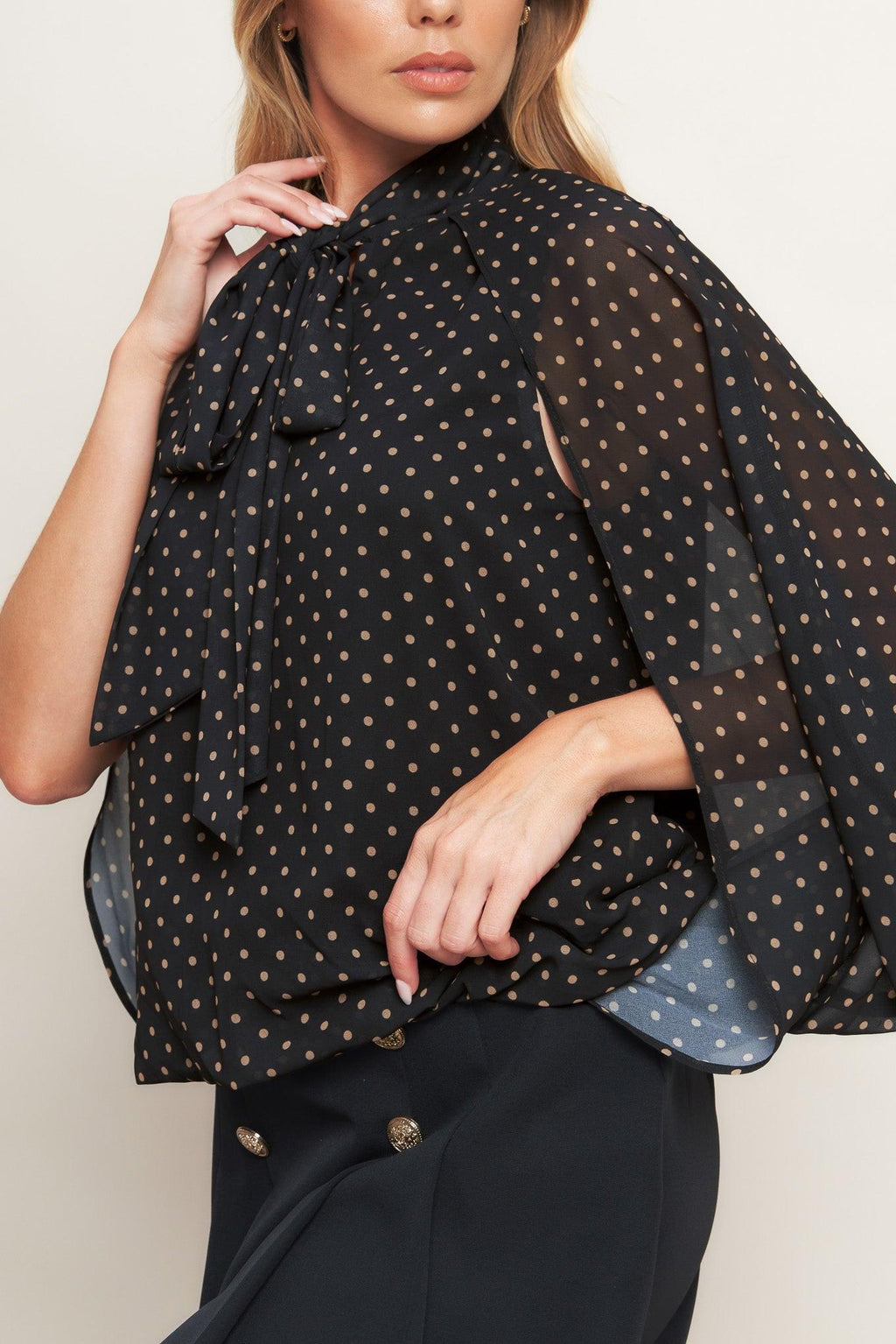 MIDNIGHT DOT CHIC WOVEN TOP Flying Tomato
