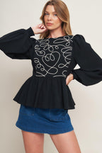 BLACK CANVAS WOVEN TOP Flying Tomato