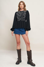 BLACK CANVAS WOVEN TOP Flying Tomato