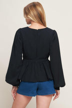 BLACK CANVAS WOVEN TOP Flying Tomato