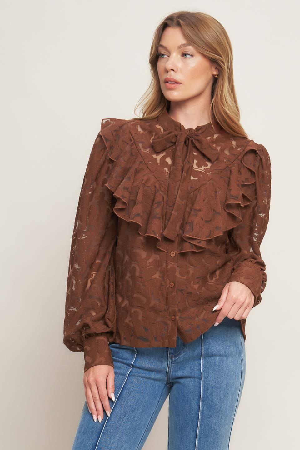 ROMANTIC SHADE WOVEN LACE TOP Flying Tomato