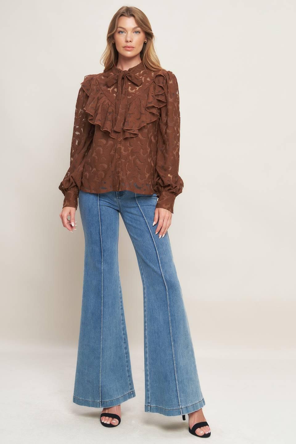 ROMANTIC SHADE WOVEN LACE TOP Flying Tomato