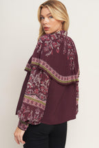 AZTEC CHERRY WOVEN TOP Flying Tomato