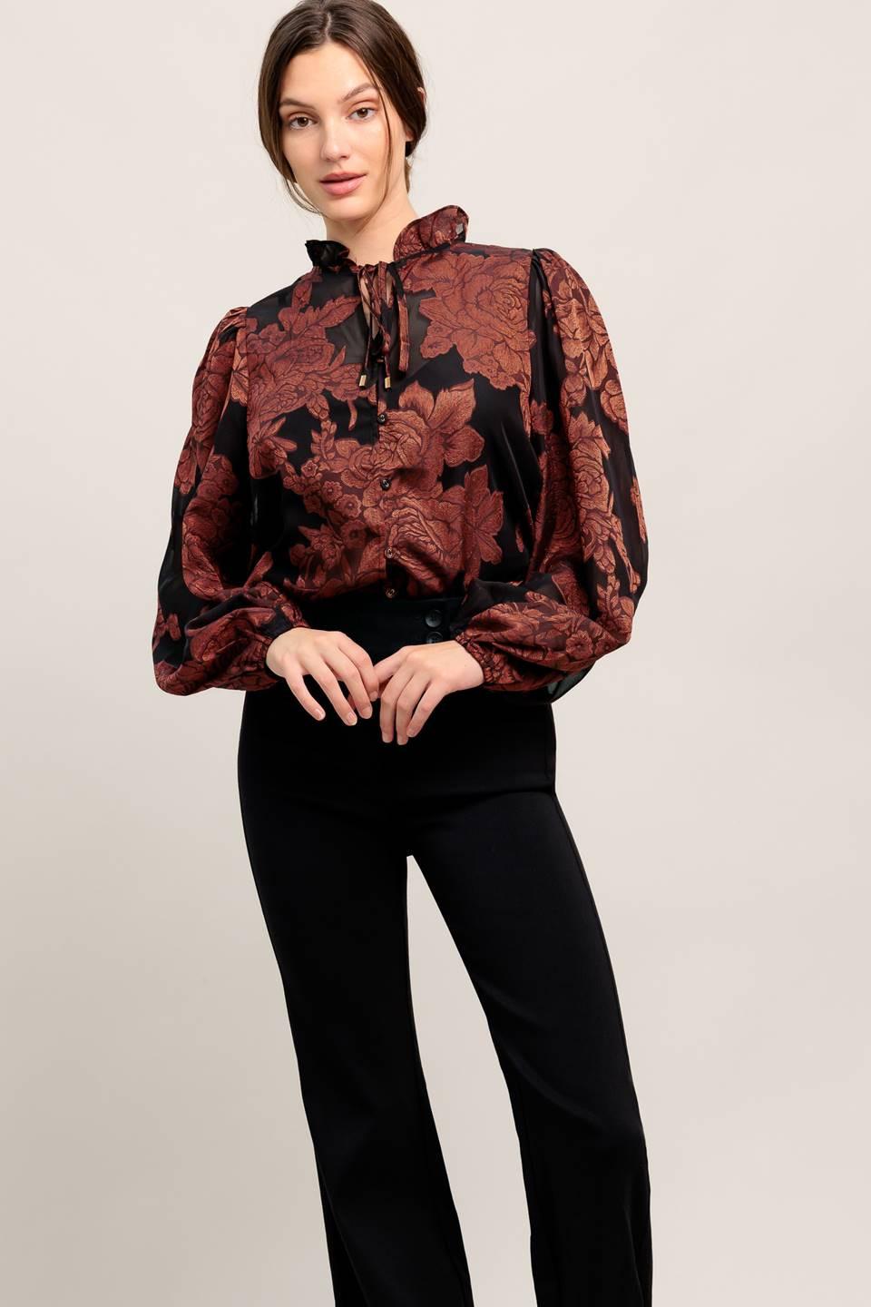 JUST DARK ENOUGH TO FEEL SPECIAL WOVEN TOP Flying Tomato