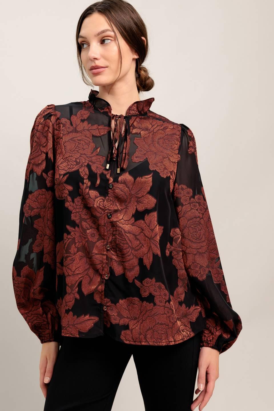 JUST DARK ENOUGH TO FEEL SPECIAL WOVEN TOP Flying Tomato