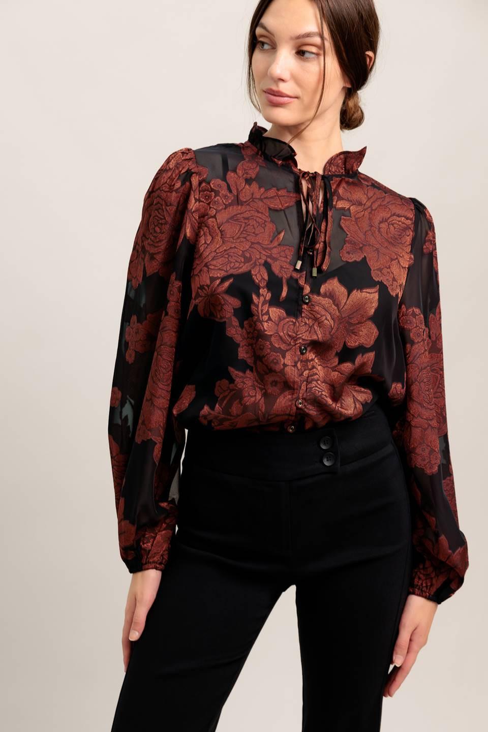 JUST DARK ENOUGH TO FEEL SPECIAL WOVEN TOP Flying Tomato