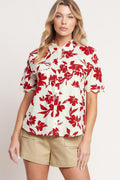 FLORAL KISS WOVEN TOP Flying Tomato