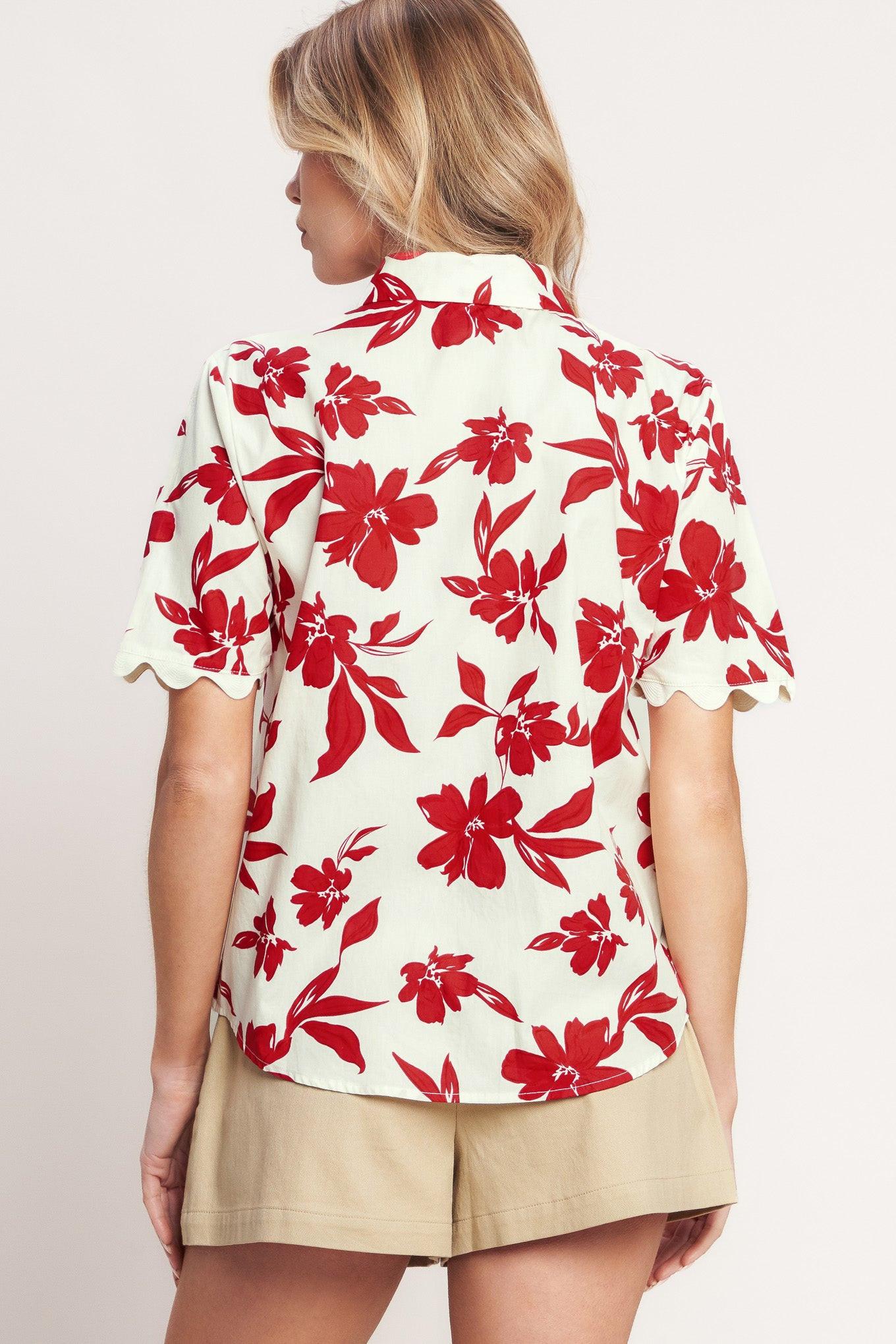 FLORAL KISS WOVEN TOP Flying Tomato