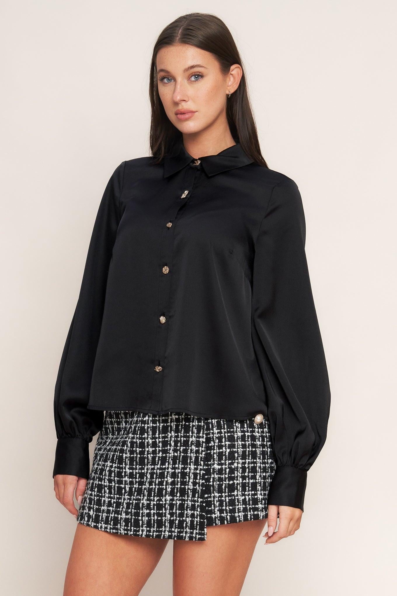 BLACK ORBIT WOVEN TOP Flying Tomato