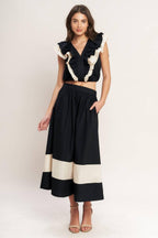 GALLERY CONTRAST WOVEN CROP TOP Flying Tomato