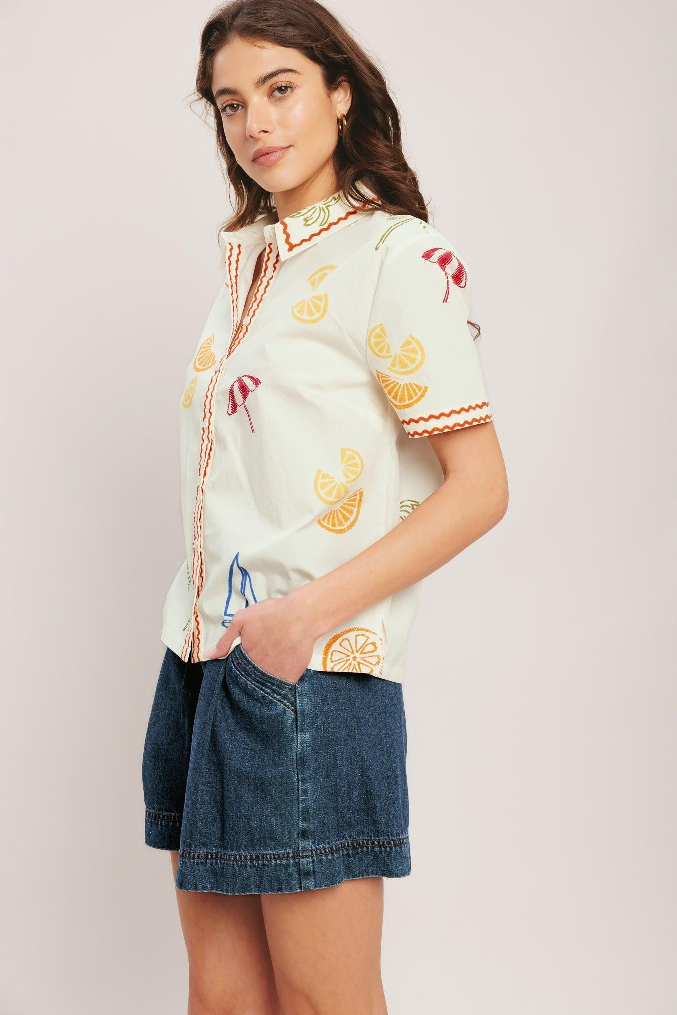 BEACH DAY CITRUS WOVEN TOP Flying Tomato
