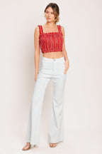 SUNSET STRIPE WOVEN TOP Flying Tomato