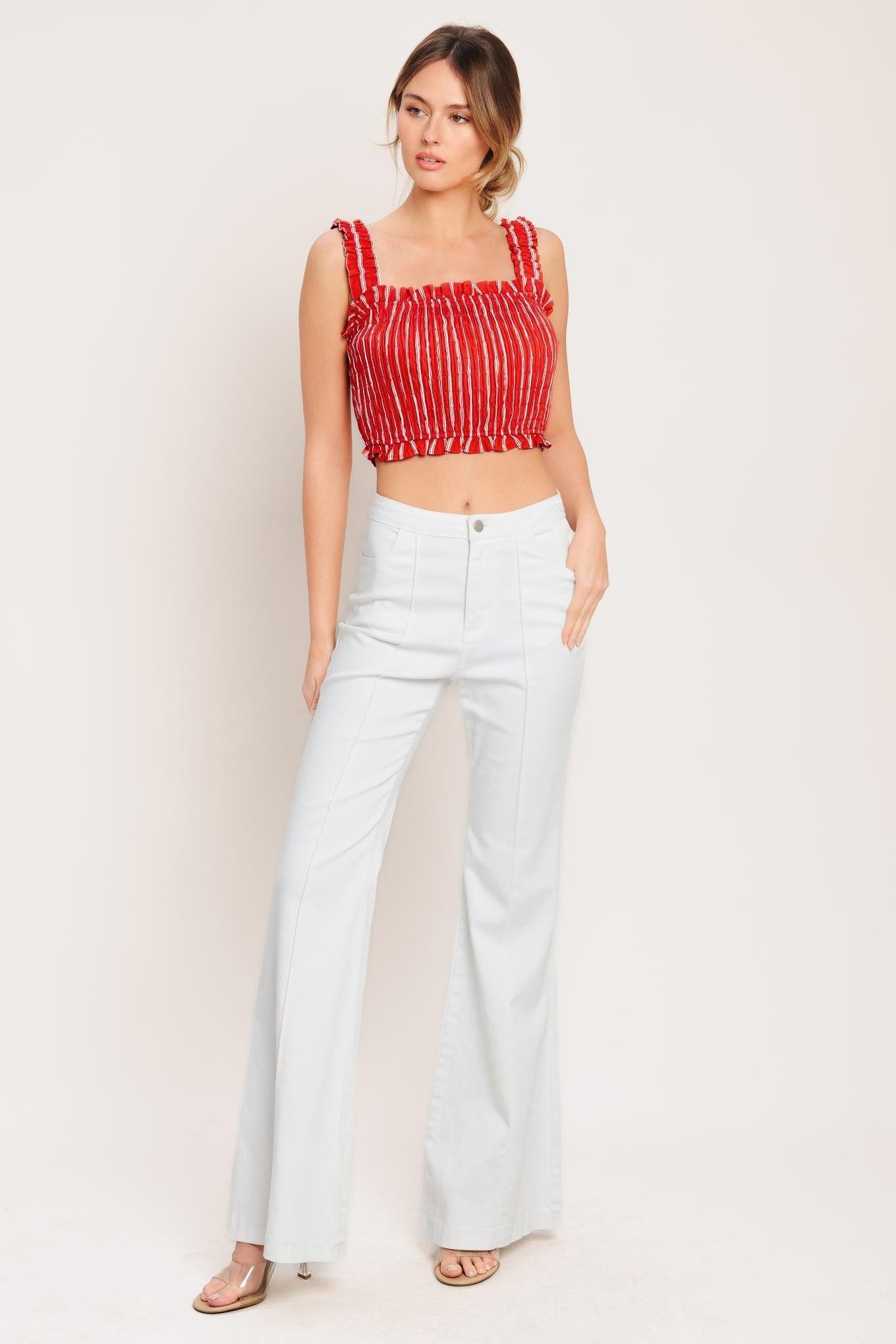 SUNSET STRIPE WOVEN TOP Flying Tomato